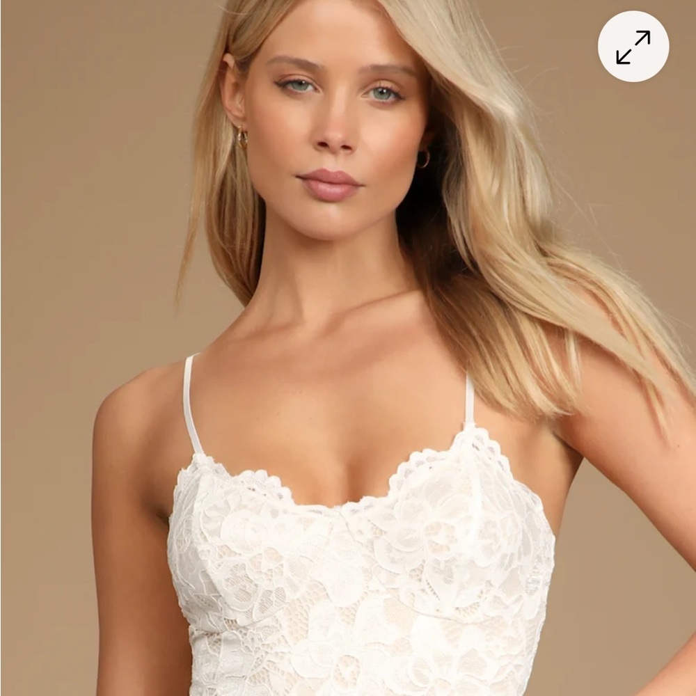 Lulus Midnight Romance Ivory Lace Bodysuit